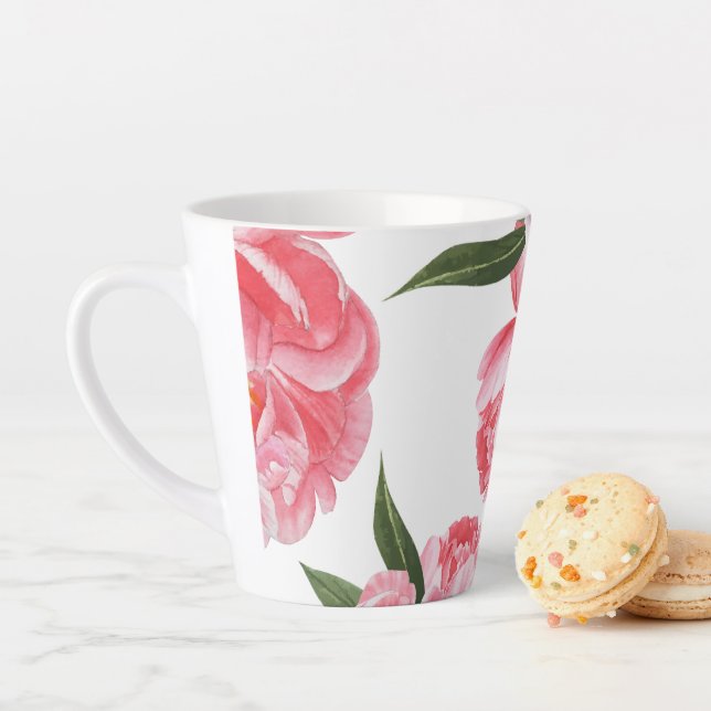 Tasse Latte Beau Rose (En situation)