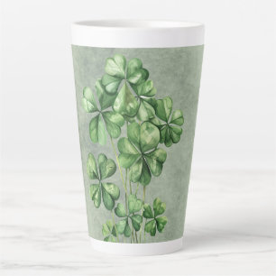 Tasse Latte Beau Shamrock d'aquarelle verte