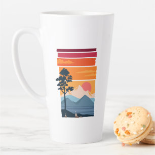 Tasse Latte Beauté de la nature au coucher du soleil sur une m