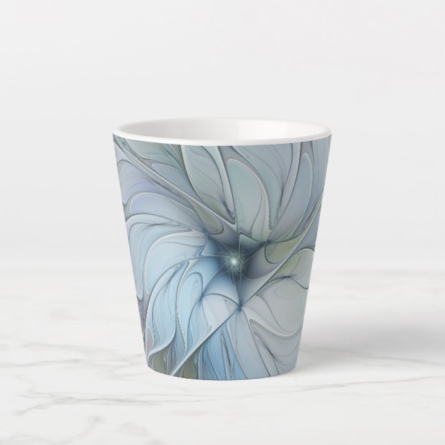 Tasse Latte Beauté Élégante Art Abstrait Moderne Fleur Fractal (Devant)
