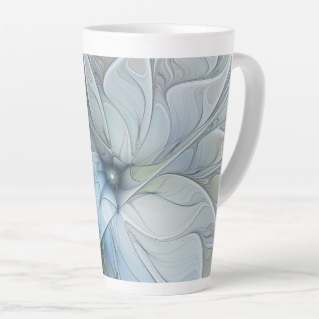 Tasse Latte Beauté élégante Moderne Abstraite Fractal Art Flow (Angle droit)