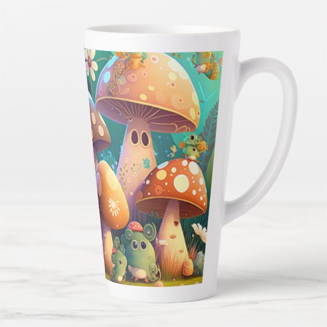 Tasse Latte Beaux champignons mignons (Droite)