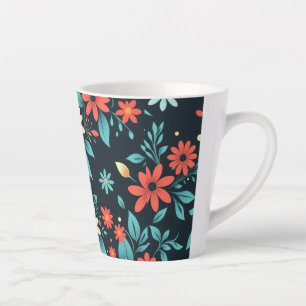 Tasse Latte Beaux motifs floraux de fleurs