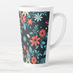 Tasse Latte Beaux motifs floraux de fleurs