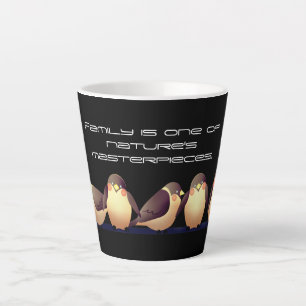 Tasse Latte Beaux Oiseaux Brown Et Roses Noirs