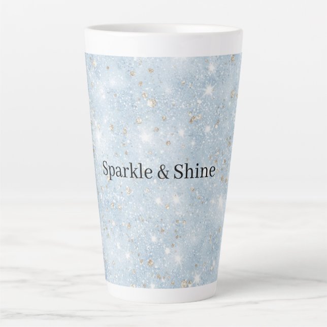 Tasse Latte Bébé Bleu Faux Paillettes   (Devant)