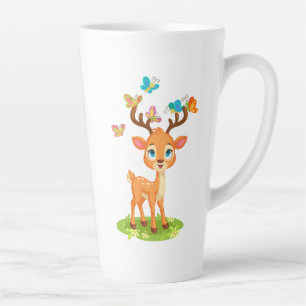 Tasse Latte Bébé Cerf Mignon avec Papillons-47568