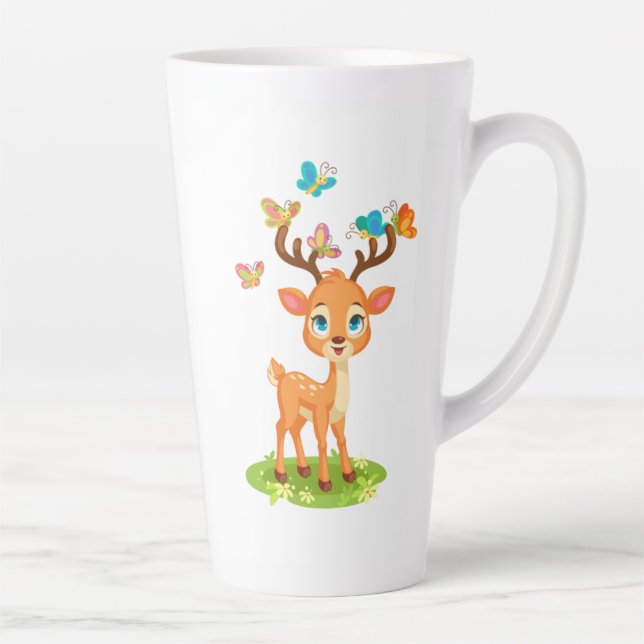 Tasse Latte Bébé Cerf Mignon avec Papillons-47568 (Droite)