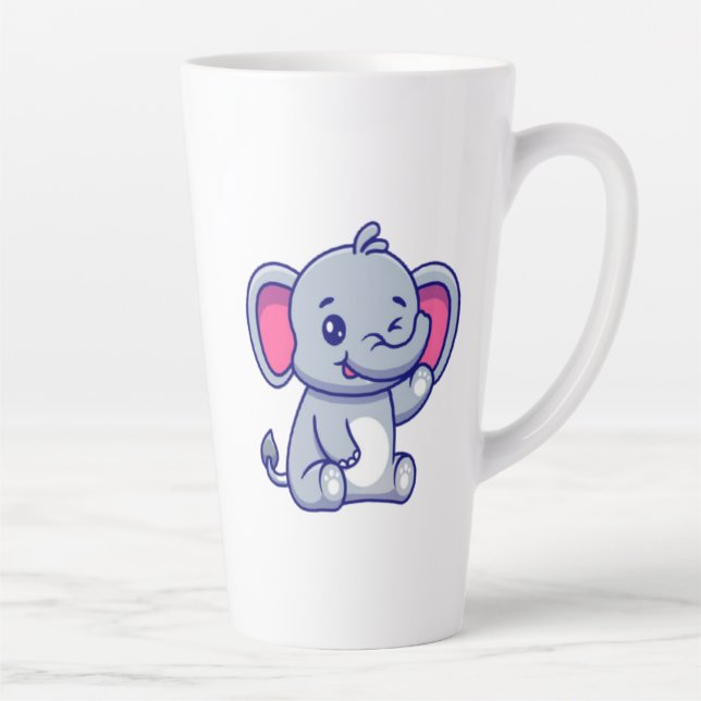 Tasse Latte Bébé éléphant mignon assis dessin animé-23800 (Droite)