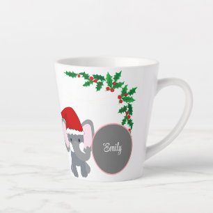Tasse Latte Bébé mignon éléphant portant un nom de Casquette d