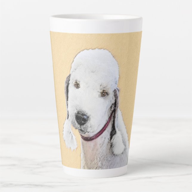 Tasse Latte Bedlington Terrier Peinture - Art Chien original (Devant)