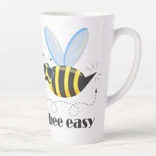 Tasse Latte Bee caractère avec mustache lunettes de soleil Bee
