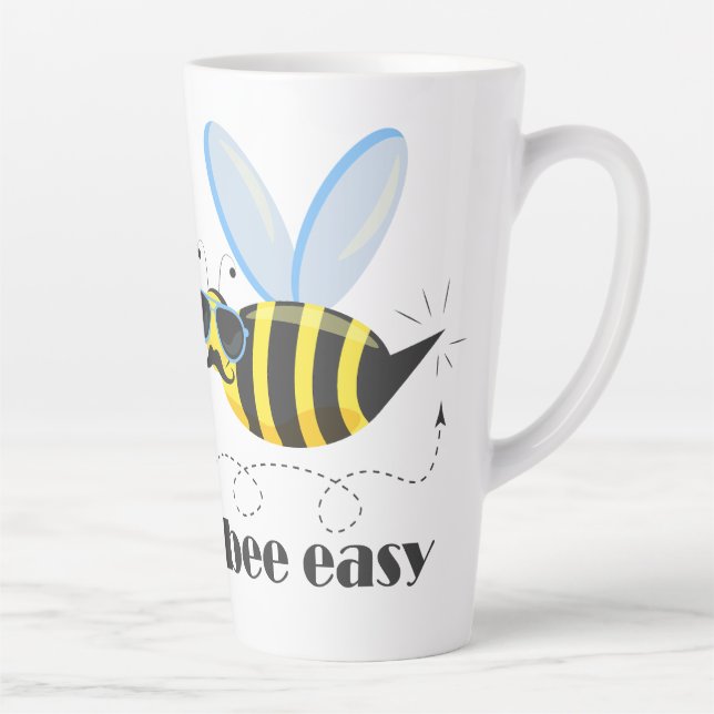 Tasse Latte Bee caractère avec mustache lunettes de soleil Bee (Droite)
