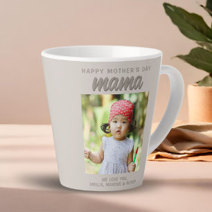 Tasse Latte Beige moderne maman Enfants Photo Fête des mères