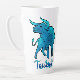 Tasse Latte Bélier zodiaque Taureau paillettes bleues 21 mars-