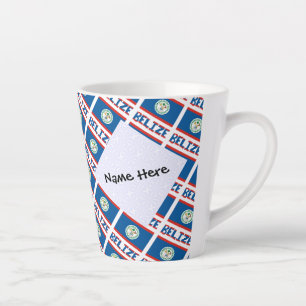 Tasse Latte Belize Drapeau bélizien Personnalisé en mosaïque