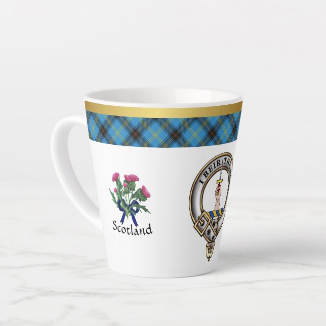 Tasse Latte Bell Clan Badge Tartan & Motto (Angle gauche)