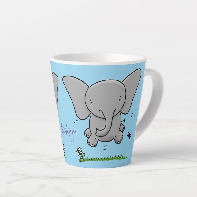 Tasse Latte Belle adorable dessin d'éléphant bébé (Angle droit)