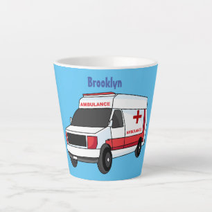 Tasse Latte Belle ambulance rouge caricature van