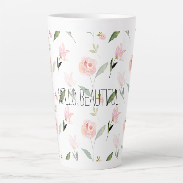 Tasse Latte Belle aquarelle florale (Devant)