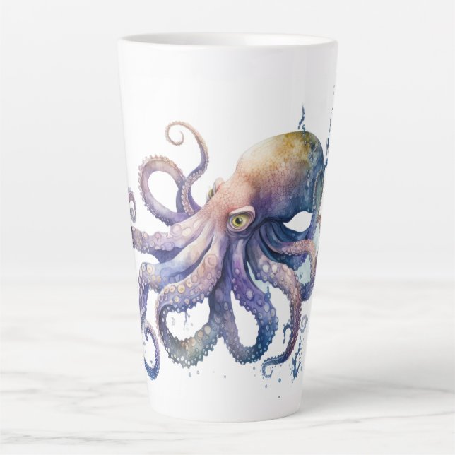 Tasse Latte Belle aquarelle Octopus (Devant)
