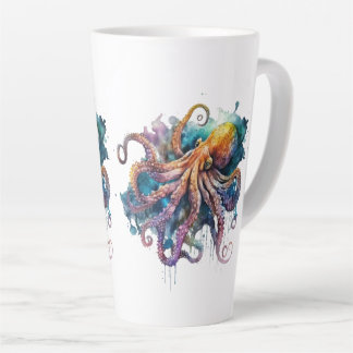 Tasse Latte Belle aquarelle pieuvre