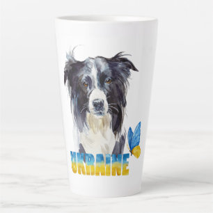 Tasse Latte Belle aquarelle Ukraine Chien et Papillon