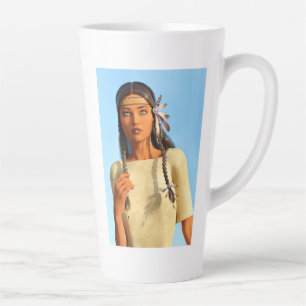 Tasse Latte Belle femme native américaine tenue indigène
