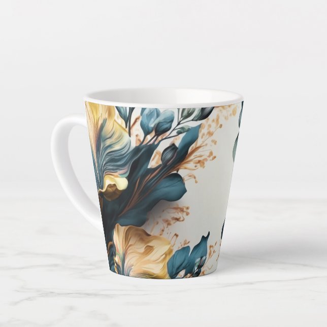 Tasse Latte Belle fleur aquarelle (Angle gauche)