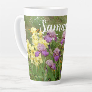 Tasse Latte Belle Fleur Fleur d'Iris violet Jardin Fleurs Fleu