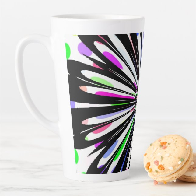 Tasse Latte belle fleur mandala design (En situation)