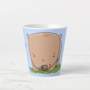 Tasse Latte Belle illustration de dessin animé de bébé wombat