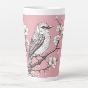 Tasse Latte Belle illustration de passereau