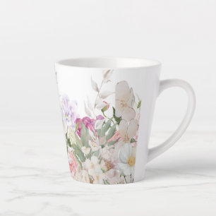 Tasse Latte Belle impression florale peinte à la main
