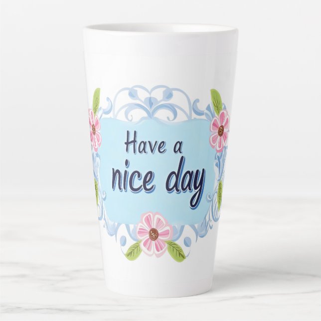 Tasse Latte Belle Journée Bleue (Devant)