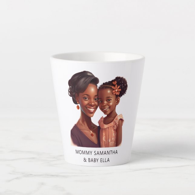 Tasse Latte Belle maman et fille noire (19) (Devant)