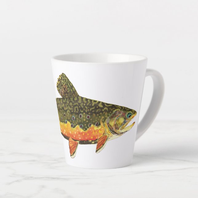 Tasse Latte Belle pêche à la truite de ruisseau (Angle droit)