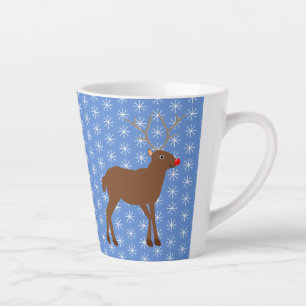 Tasse Latte Belle renne de Noël avec nez rouge