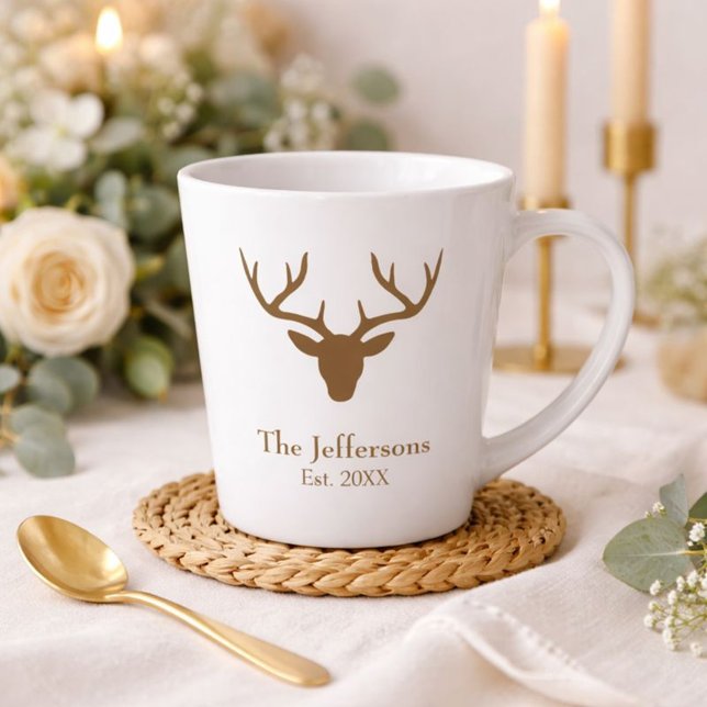 Tasse Latte Belle tête de cerf rustique (Créateur téléchargé)