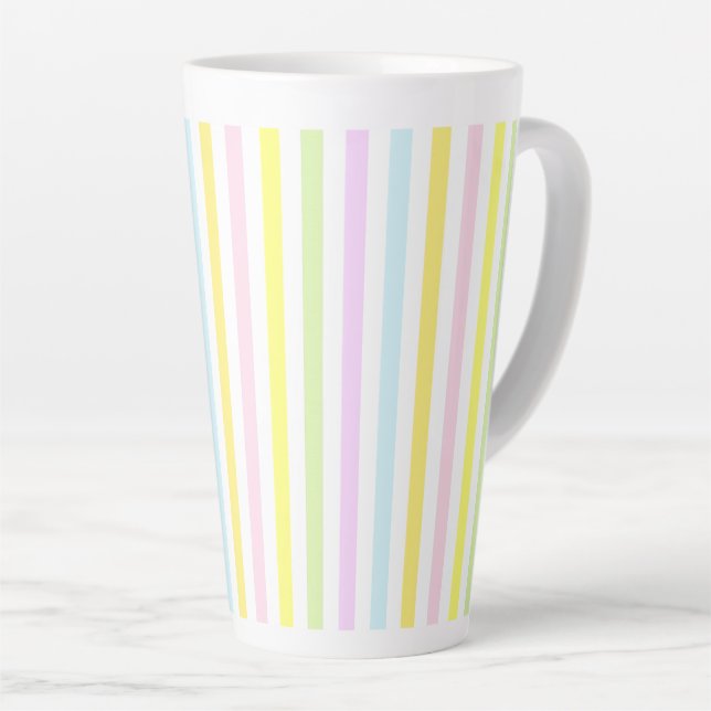 Tasse Latte Belles bandes verticales en couleurs pastel (Angle droit)