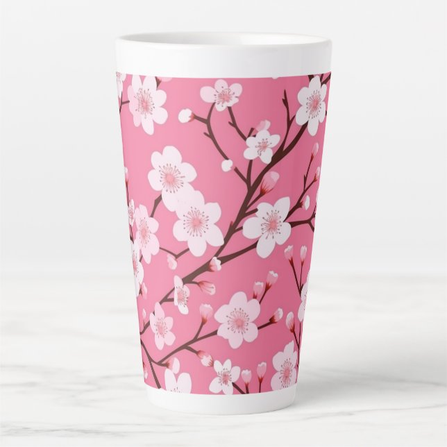 Tasse Latte Belles fleurs de cerisiers (Devant)