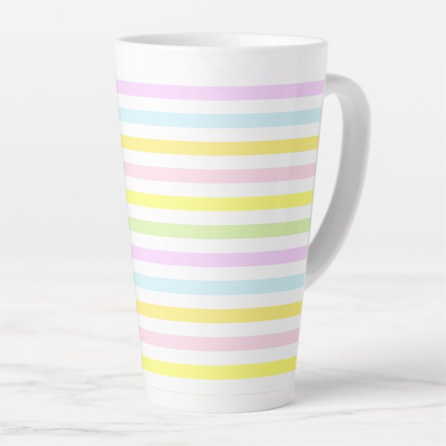Tasse Latte Belles rayures aux couleurs pastel (Angle droit)