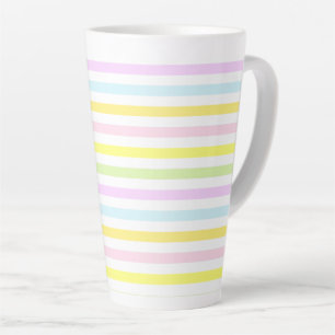 Tasse Latte Belles Rayures en Couleurs Pastel
