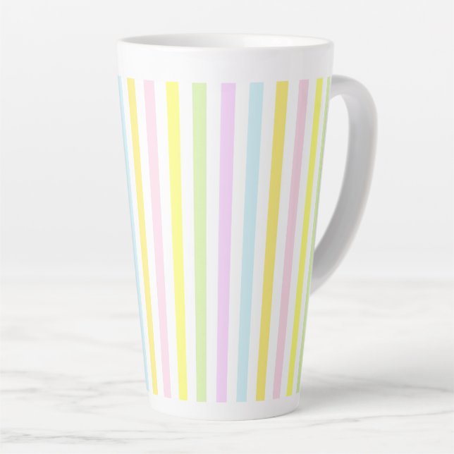 Tasse Latte Belles rayures verticales en couleurs pastel (Angle droit)