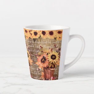 Tasse Latte Bénédiction de tournesol Gratitude Thanksgiving