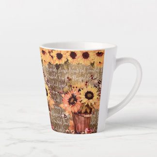 Tasse Latte Bénédiction de tournesol Gratitude Thanksgiving