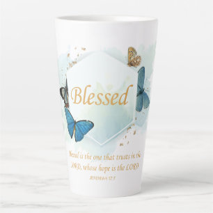 Tasse Latte Béni - Foi chrétienne des femmes Verse papillon pa