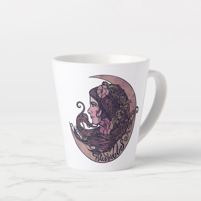 Tasse Latte Béni Soit La Déesse Lune Art Pagan (Angle droit)