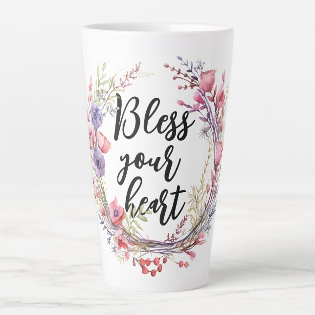 Tasse Latte Bénissez votre coeur (Devant)