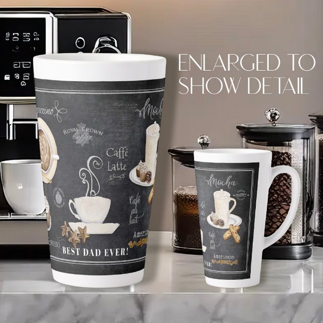 Tasse Latte Best Papa Chalkboard Typographie Café n Chocolat (Créateur téléchargé)